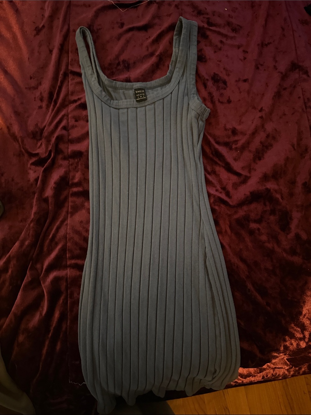 SHEIN Ribbed Scoop Neck Tank Dress in Slate Blue